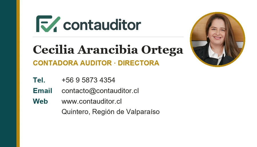 Tarjeta de presentación de Cecilia Arancibia, Contauditor
